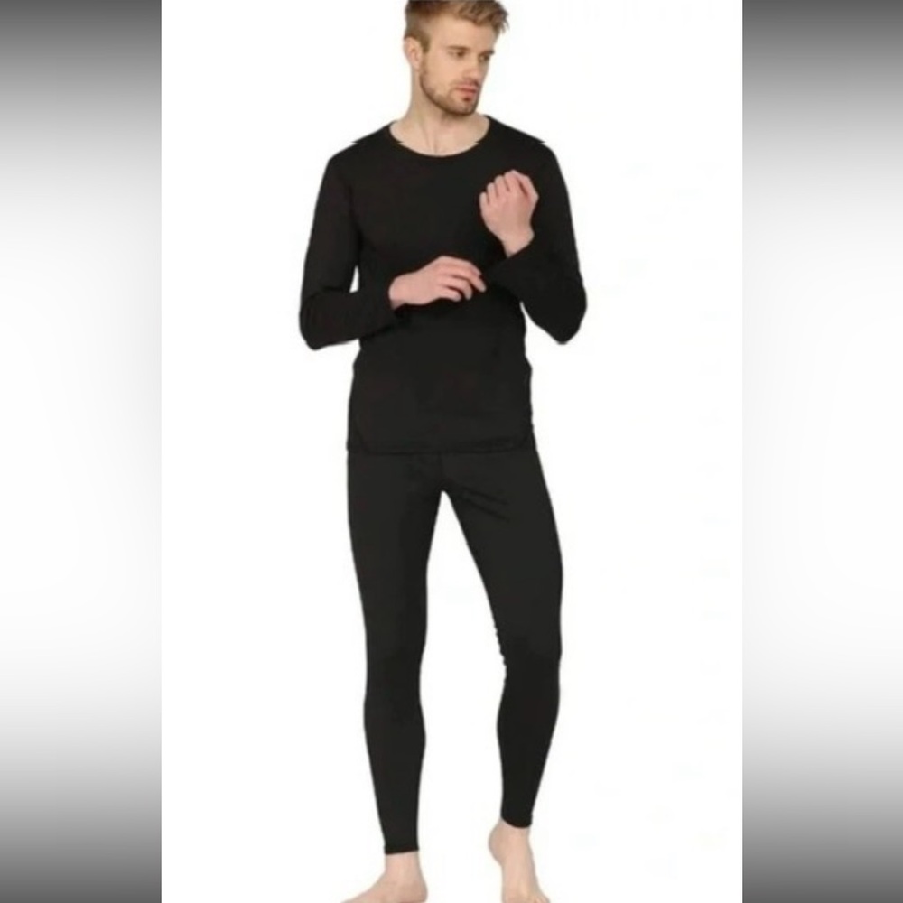 West Loop Men's Black Thermal Undershirt and Pants Set size M/L